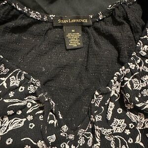 Susan Lawrence Black and White Floral Blouse